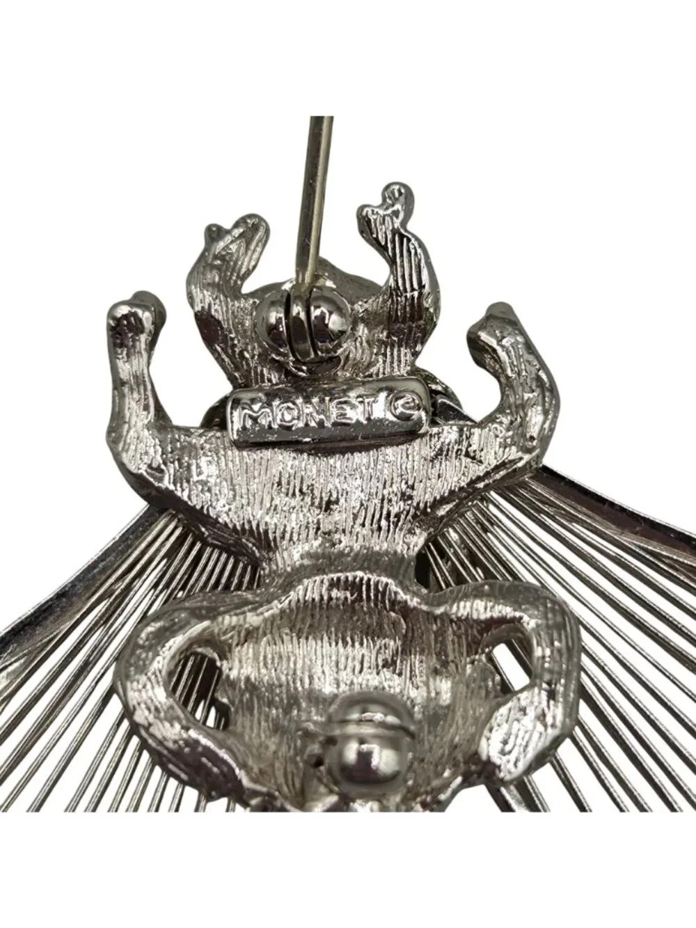 Monet Bee Brooch Pin Insect Jewelry Wire Wings Silver Tone Vintage 1970s